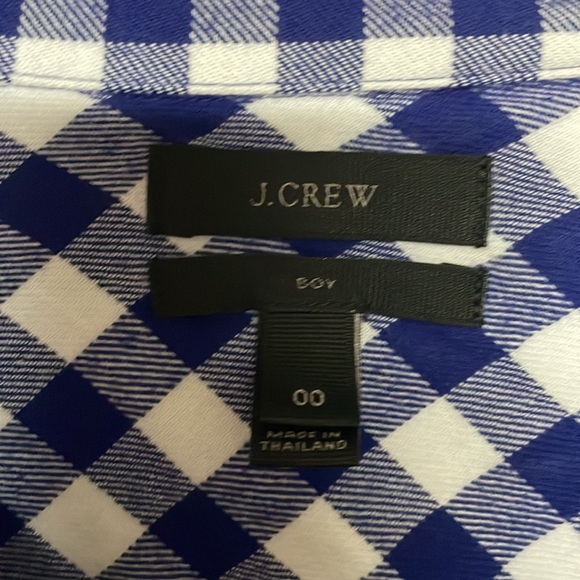 J.Crew size 00 Blue and White Checker Plaid Casual Button Down Long Sleeve Shirt - Picture 2 of 7